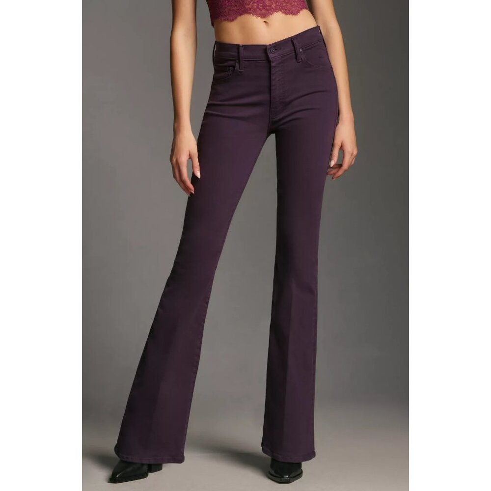 NWT Mother The Weekender in Blackberry Cordial Purple Stretch Flare Jeans 31